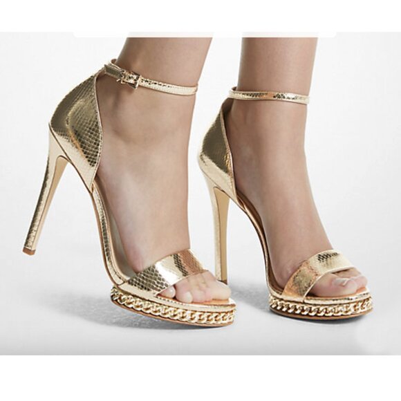 Michael Michael Kors "Jordyn" Metallic Snake Embossed Leather Platform Size: 8M - Picture 10 of 10